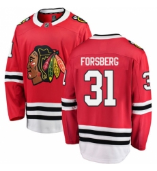 Men's Chicago Blackhawks #31 Anton Forsberg Fanatics Branded Red Home Breakaway NHL Jersey