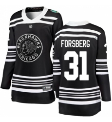 Women's Chicago Blackhawks #31 Anton Forsberg Black 2019 Winter Classic Fanatics Branded Breakaway NHL Jersey