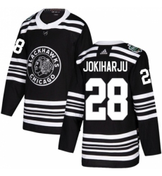 Men's Adidas Chicago Blackhawks #28 Henri Jokiharju Authentic Black 2019 Winter Classic NHL Jersey