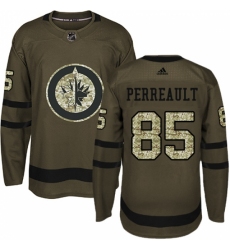 Men's Adidas Winnipeg Jets #85 Mathieu Perreault Premier Green Salute to Service NHL Jersey