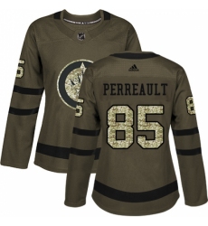 Women's Adidas Winnipeg Jets #85 Mathieu Perreault Authentic Green Salute to Service NHL Jersey