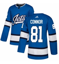 Men's Adidas Winnipeg Jets #81 Kyle Connor Authentic Blue Alternate NHL Jersey