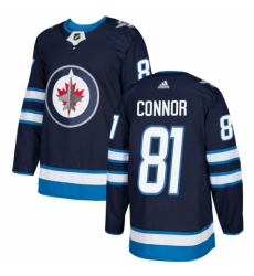 Men's Adidas Winnipeg Jets #81 Kyle Connor Authentic Navy Blue Home NHL Jersey