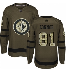 Men's Adidas Winnipeg Jets #81 Kyle Connor Premier Green Salute to Service NHL Jersey