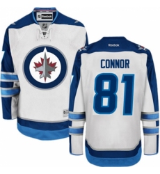 Men's Reebok Winnipeg Jets #81 Kyle Connor Authentic White Away NHL Jersey