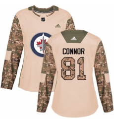 Women's Adidas Winnipeg Jets #81 Kyle Connor Authentic Camo Veterans Day Practice NHL Jersey