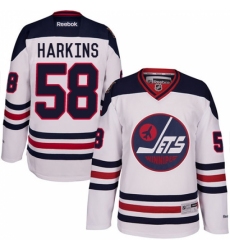 Men's Reebok Winnipeg Jets #58 Jansen Harkins Premier White 2016 Heritage Classic NHL Jersey