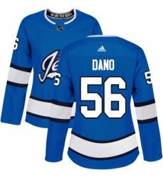 Women's Adidas Winnipeg Jets #56 Marko Dano Authentic Blue Alternate NHL Jersey