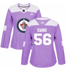 Women's Adidas Winnipeg Jets #56 Marko Dano Authentic Purple Fights Cancer Practice NHL Jersey