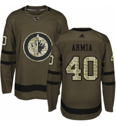 Men's Adidas Winnipeg Jets #40 Joel Armia Authentic Green Salute to Service NHL Jersey