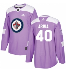 Men's Adidas Winnipeg Jets #40 Joel Armia Authentic Purple Fights Cancer Practice NHL Jersey