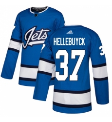 Men's Adidas Winnipeg Jets #37 Connor Hellebuyck Authentic Blue Alternate NHL Jersey