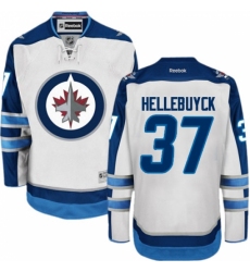 Men's Reebok Winnipeg Jets #37 Connor Hellebuyck Authentic White Away NHL Jersey