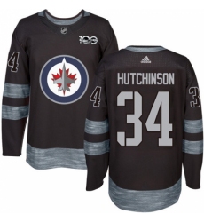 Men's Adidas Winnipeg Jets #34 Michael Hutchinson Authentic Black 1917-2017 100th Anniversary NHL Jersey