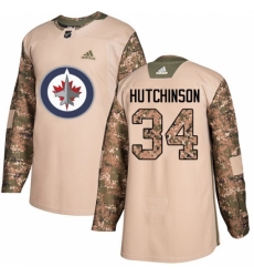 Men's Adidas Winnipeg Jets #34 Michael Hutchinson Authentic Camo Veterans Day Practice NHL Jersey