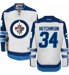 Men's Reebok Winnipeg Jets #34 Michael Hutchinson Authentic White Away NHL Jersey