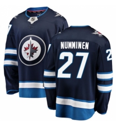 Men's Winnipeg Jets #27 Teppo Numminen Fanatics Branded Navy Blue Home Breakaway NHL Jersey