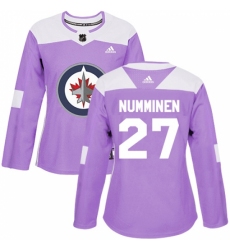 Women's Adidas Winnipeg Jets #27 Teppo Numminen Authentic Purple Fights Cancer Practice NHL Jersey