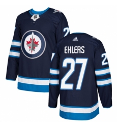 Men's Adidas Winnipeg Jets #27 Nikolaj Ehlers Authentic Navy Blue Home NHL Jersey