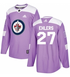 Men's Adidas Winnipeg Jets #27 Nikolaj Ehlers Authentic Purple Fights Cancer Practice NHL Jersey