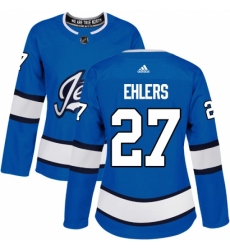 Women's Adidas Winnipeg Jets #27 Nikolaj Ehlers Authentic Blue Alternate NHL Jersey