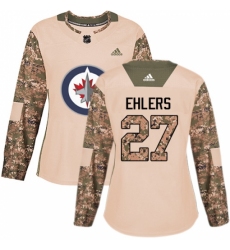 Women's Adidas Winnipeg Jets #27 Nikolaj Ehlers Authentic Camo Veterans Day Practice NHL Jersey