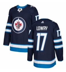 Men's Adidas Winnipeg Jets #17 Adam Lowry Authentic Navy Blue Home NHL Jersey