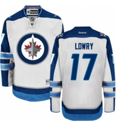 Men's Reebok Winnipeg Jets #17 Adam Lowry Authentic White Away NHL Jersey