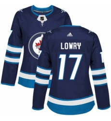 Women's Adidas Winnipeg Jets #17 Adam Lowry Authentic Navy Blue Home NHL Jersey