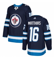 Men's Adidas Winnipeg Jets #16 Shawn Matthias Authentic Navy Blue Home NHL Jersey