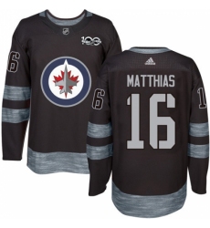 Men's Adidas Winnipeg Jets #16 Shawn Matthias Premier Black 1917-2017 100th Anniversary NHL Jersey