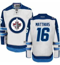 Men's Reebok Winnipeg Jets #16 Shawn Matthias Authentic White Away NHL Jersey