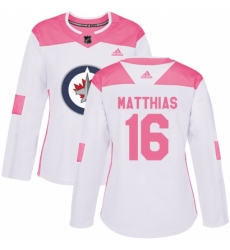 Women's Adidas Winnipeg Jets #16 Shawn Matthias Authentic White/Pink Fashion NHL Jersey