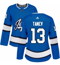 Women's Adidas Winnipeg Jets #13 Brandon Tanev Authentic Blue Alternate NHL Jersey