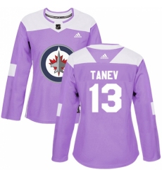 Women's Adidas Winnipeg Jets #13 Brandon Tanev Authentic Purple Fights Cancer Practice NHL Jersey