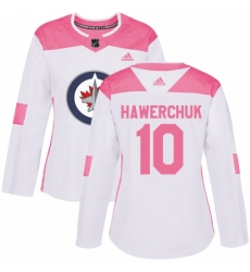 Women's Adidas Winnipeg Jets #10 Dale Hawerchuk Authentic White/Pink Fashion NHL Jersey