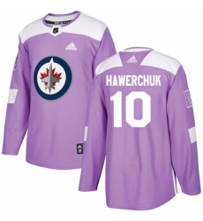 Youth Adidas Winnipeg Jets #10 Dale Hawerchuk Authentic Purple Fights Cancer Practice NHL Jersey