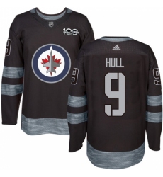 Men's Adidas Winnipeg Jets #9 Bobby Hull Authentic Black 1917-2017 100th Anniversary NHL Jersey