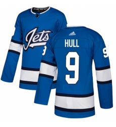 Men's Adidas Winnipeg Jets #9 Bobby Hull Authentic Blue Alternate NHL Jersey