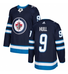 Men's Adidas Winnipeg Jets #9 Bobby Hull Authentic Navy Blue Home NHL Jersey