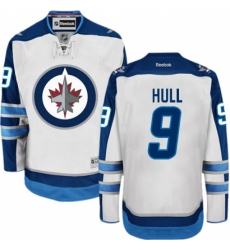 Men's Reebok Winnipeg Jets #9 Bobby Hull Authentic White Away NHL Jersey