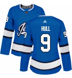 Women's Adidas Winnipeg Jets #9 Bobby Hull Authentic Blue Alternate NHL Jersey