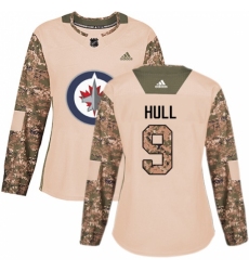 Women's Adidas Winnipeg Jets #9 Bobby Hull Authentic Camo Veterans Day Practice NHL Jersey