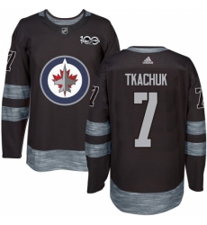 Men's Adidas Winnipeg Jets #7 Keith Tkachuk Authentic Black 1917-2017 100th Anniversary NHL Jersey