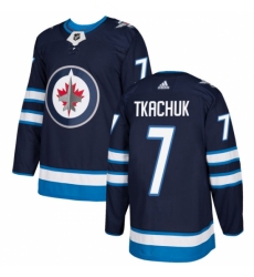 Men's Adidas Winnipeg Jets #7 Keith Tkachuk Premier Navy Blue Home NHL Jersey