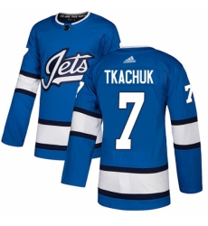 Youth Adidas Winnipeg Jets #7 Keith Tkachuk Authentic Blue Alternate NHL Jersey