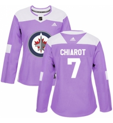 Women's Adidas Winnipeg Jets #7 Ben Chiarot Authentic Purple Fights Cancer Practice NHL Jersey