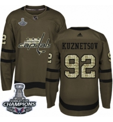 Men's Adidas Washington Capitals #92 Evgeny Kuznetsov Authentic Green Salute to Service 2018 Stanley Cup Final Champions NHL Jersey