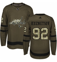 Men's Adidas Washington Capitals #92 Evgeny Kuznetsov Authentic Green Salute to Service NHL Jersey