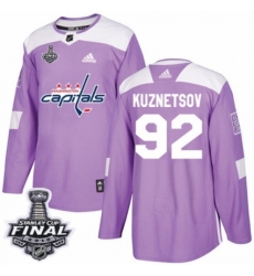 Men's Adidas Washington Capitals #92 Evgeny Kuznetsov Authentic Purple Fights Cancer Practice 2018 Stanley Cup Final NHL Jersey